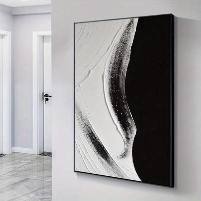 Lienzo decorativo con póster moderno abstracto en blanco y negro de 40x60cm 2