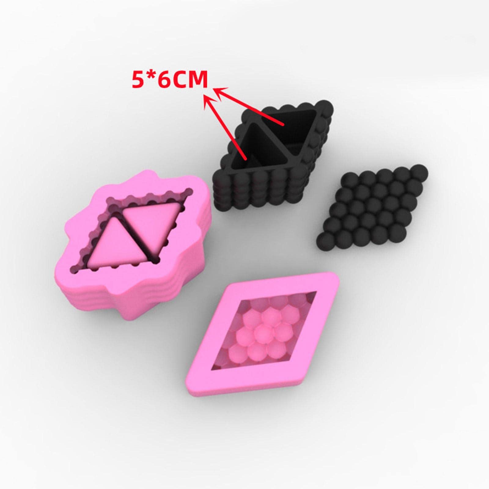 Stampo in silicone a forma di sfera sfaccettata a forma di triangolo, per gioielli, in resina, realizzato a mano, con coperchio