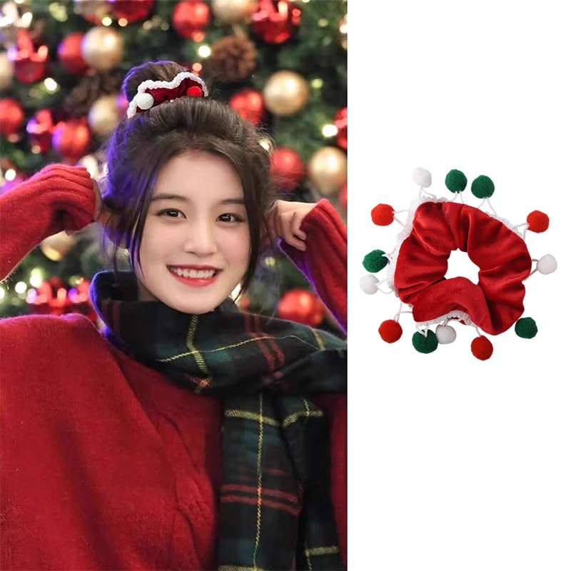 Christmas Hair Accessories Ponytail Holders for Women Girls Green Red Hair Bobbles for Thick Fine Hair Christmas Hair Scrunchies Xmas Christmas Hair Bands for Girls Women Christmas Gifts 2pcs - Image 2