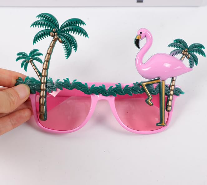 Dusenly 2pcs Pink Flamingo Party Eyeglasses Hawaiian Party Glasses Flamingo Sunglasses Funny Tropical Luau Glasses Fancy Dress Makeup Supplies - Image 3