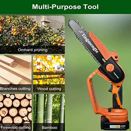 Mini Chainsaw 8 Inch, Cordless Mini Chainsaw Battery Powered With 24V 10000Mah Rechargeable Battery, 3.4Lb One-Hand Use Electric Chainsaw, Handheld Chainsaw For Tree Trimming Wood Cutting #TOP7