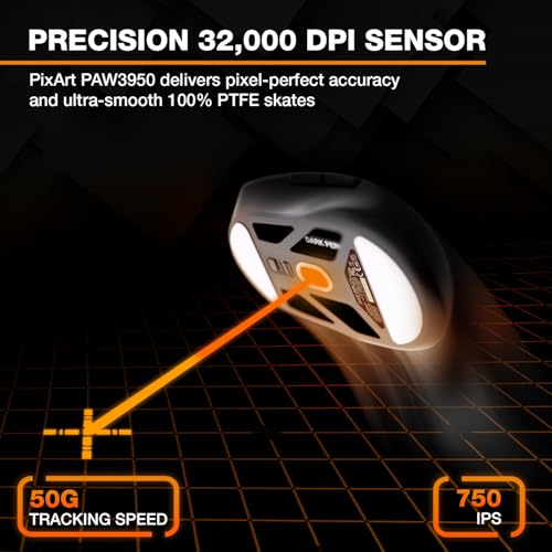 Image of be quiet! Dark Perk Sym PC Gaming Mouse, 55g Lightweight, 32,000 DPI | Ultra-Long Wireless Battery Life, 8,000Hz Polling Rate, PixArt PAW3950 Sensor, Optical 70m switches, 100% PTFE Glide Skates