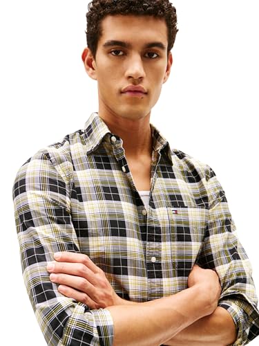 Image of Tommy Hilfiger Men's Long Sleeve Oxford Shirts in Regular Fit, Men's Button Down Shirts, Also Available in Big and Tall