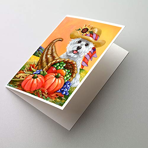Caroline's Treasures PPP3200GCA7P Westie Autumn Greeting Cards and Envelopes Pack of 8 Blank Cards with Envelopes Whimsical A7 Size 5x7 Blank Note Cards