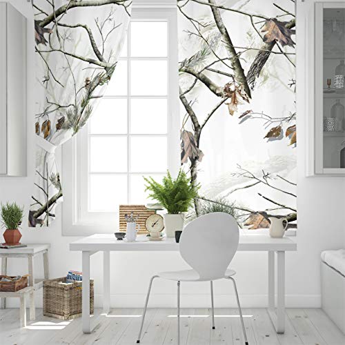 Cloud Dream Home ZYPSYSCLTK190618CDHSLEO00210CLFCABS White Tree Camo Darkening Blackout Window Curtain Panels Autumn Season Draperies Window Curtain 2 Pieces 40 Inch W X 84 Inch L thumb #3
