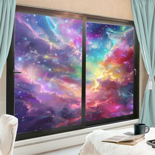 Vinilo adhesivo para ventana estilo nebulosa colorida 2 pzas miniatura 1