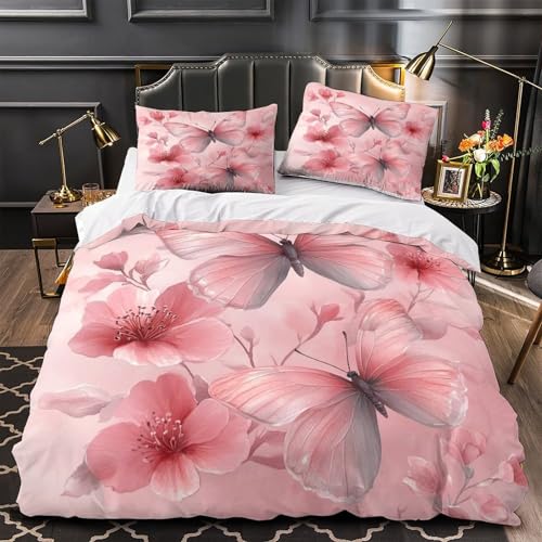 Parure de lit papillons roses en microfibre hypoallergénique pour un sommeil sain - 2