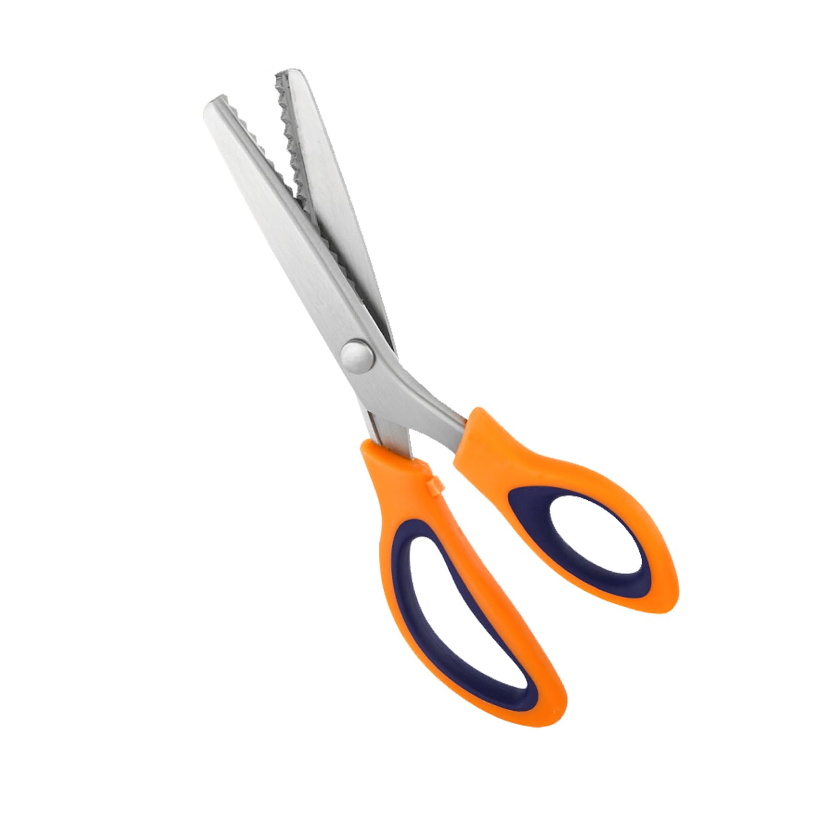 9 Inch Zig Zag Craft Scissors Decorative Edge, Pinking Shears Scissors for Fabric Cutting, Professional Dressmaking Sharp Fabric Sewing Scissors, Comfort Grips Scrapbook Scissors (Orange+Blue)