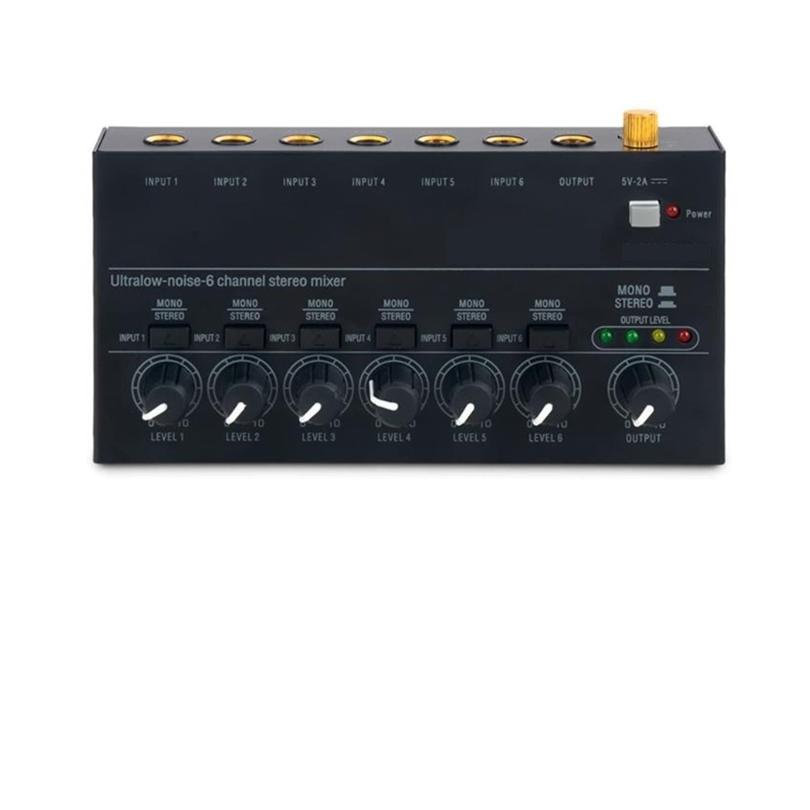 Mixer Audio, Mixer Audio per DJ, Mixer Stereo ultracompatto a 6 canali per registrazioni in Home Studio e trasmissioni in Diretta, Ideale per Feste in casa e Karaoke.