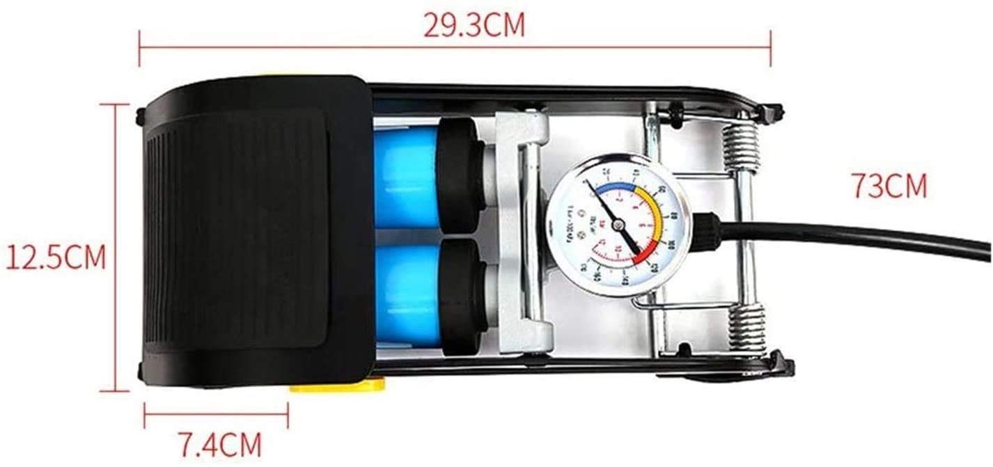Doppelzylinder-Fahrradfußpumpe, Bodenluftpumpe aus Aluminium, mit genauem Manometer-Ventilkopf, geeignet für Sportball-Motorrad- und Autoreifen-Kajakpumpen