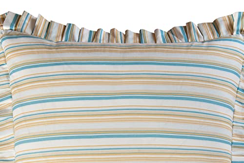 C&F Home Natural Shells Blue Cream Tan Stripes Coastal Tropical Beach House Oceans Stripe Euro Sham Euro Sham Blue #TOP1