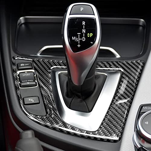 Image of Car Gear Shift Panel Sticker Decal Carbon Fiber Trim fits for BMW F30 F31 F34 3GT F32 F33 F36 2012-2019 Accessories - 330e NOT FIT (Black)