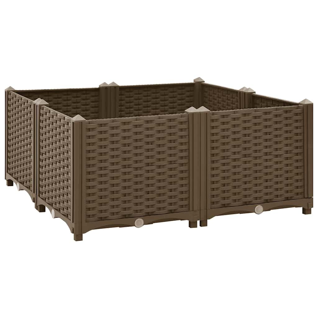 vidaXL Raised Bed Lawn Gardening Outdoor Garden Planter Pot Flower Box Pot Planting Bed Basket Vegetable Herb Grow Polypropylene Brown