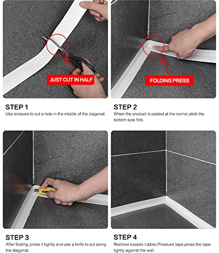 Image of Esimple Caulk Tape, White PVC Waterproof Caulking Tape, 1.5in x 126in Strip, Self-Adhesive, Sealing Tool for Bathroom, Kitchen, Gas Stoves, Sinks, Corners