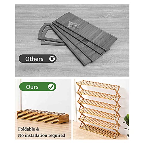 Range-chaussures en bambou petit organisateur pliant 3 couches robuste pour maison