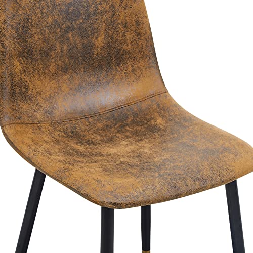 Homy Casa Dining Chairs Set Of 4, Classical Mid-Century Style Kitchen Dining Chairs Black Gold Metal Legs Accent Chairs Comfortable Living Room Side Chairs For Kitchen Lounge Farmhouse, Rustic Brown #TOP7