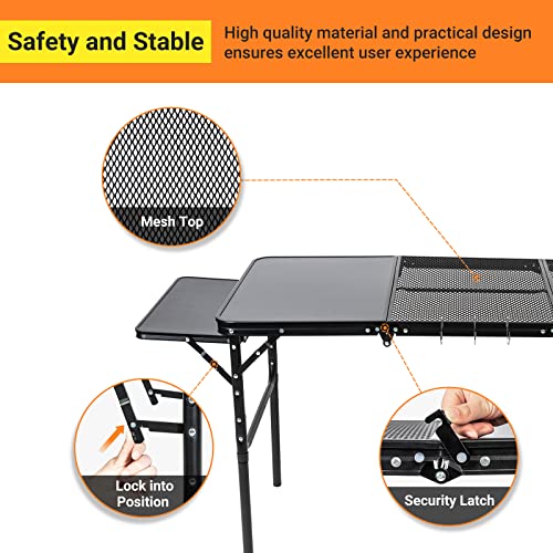 Coastrail Outdoor Camping Folding Grill Table Portable Lightweight Metal Grill Stand For Outdoor With Adjustable Height, 4 Feet #TOP3
