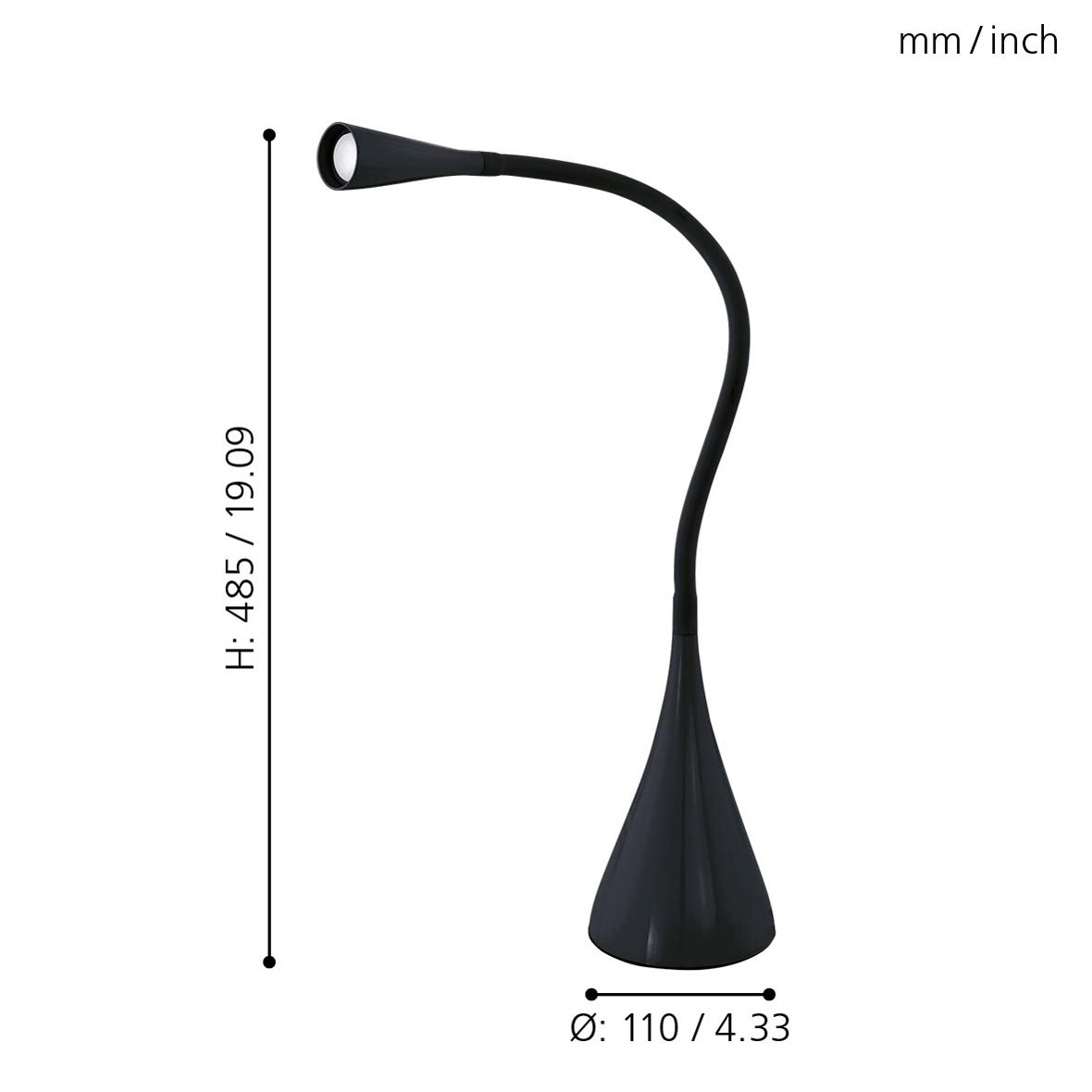 EGLO LED Tischlampe Snapora, 1 flammige Tischleuchte mit Touch, dimmbar | Schreibtischlampe Modern, Minimalismus aus hochwertigem Kunststoff und Aluminium, Bürolampe in Schwarz