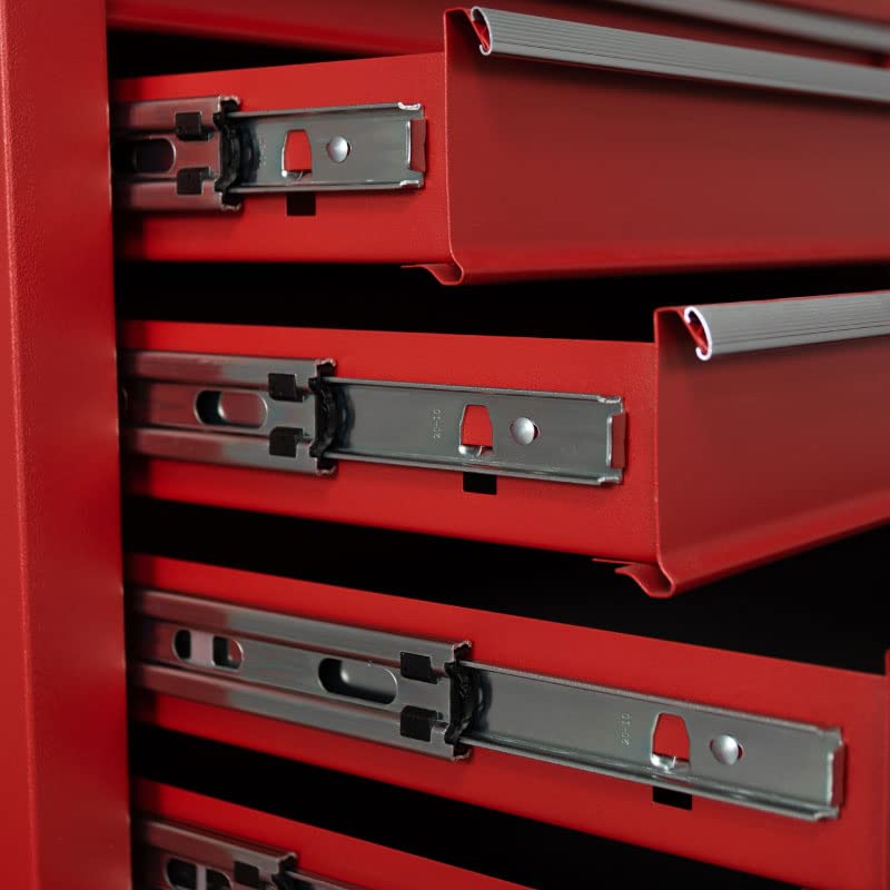 George Tools Werkstattwagen inkl. Koffer - Werkzeugkasten mit 11 Schubladen - Mobiler Werkzeug-Wagen ohne Werkzeug - Rollwagen zur Werkzeugaufbewahrung mit Schloss - Rot – Bild 7