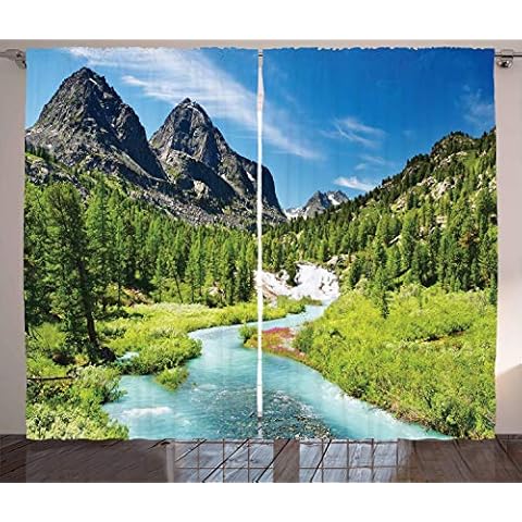 Ambesonne Mountain Curtains Set for Living Room Cover