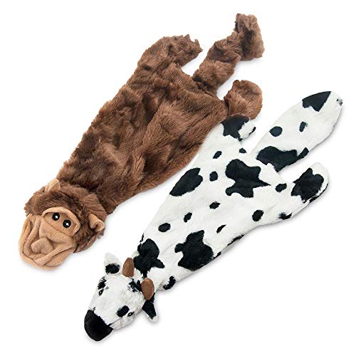 2-in-1 Stuffless Squeaky Dog Toys with Soft, Durable Fabric for Small Medium, and Large Pets by Best Pet Supplies