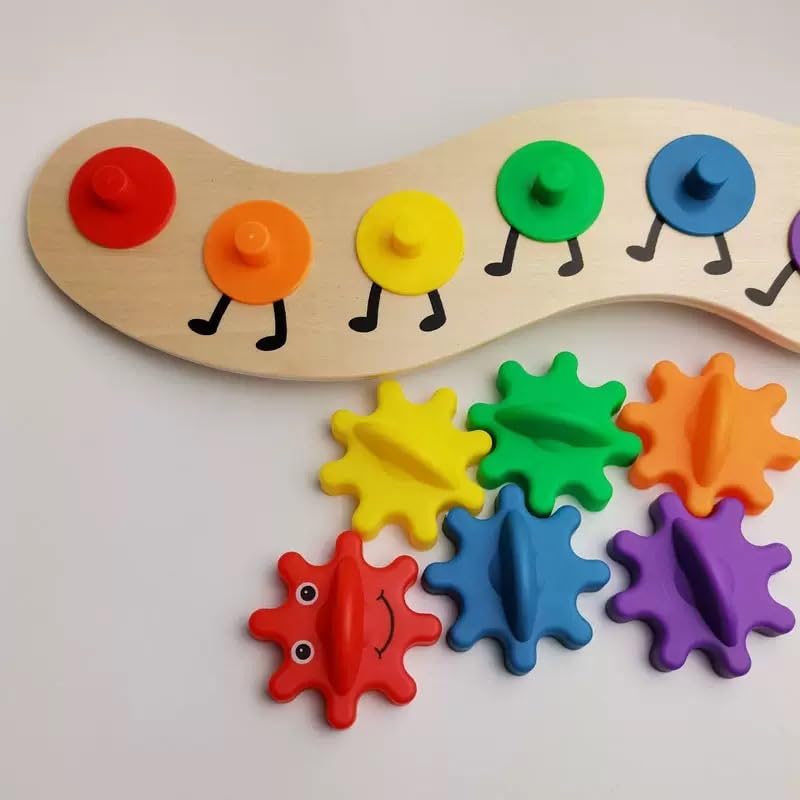 Image of Rainbow Caterpillar Gear Baby Toy - Sensory Toys for Toddlers & Babies with 6 Interchangeable Gears, Cause and Effect Kids Toys, Spinning Combinations, Ideal for 1 Year Olds