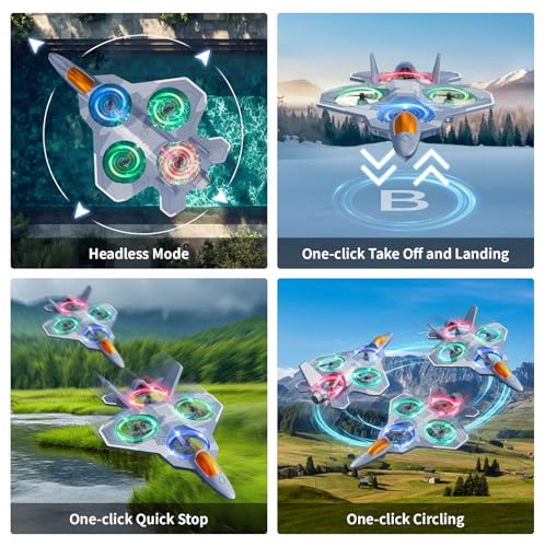 Image of 4DRC V50 RC Plane, 2 Start Modes, Lights, 360 Flip, Headless Mode, 3 Speed, 2 Batteries, 2.4 GHz Remote Control Sail, Fighter Aircraft, Toy, Gift Children, Adults, Beginners