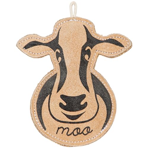 Image of Dog Toys Leather Cow Shape Perfect for Pets-Dog & Cats (Pack of 1, Tan)