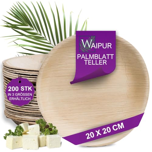 Waipur Palmenblatt Geschirr - 200 Teller rund Ø 20 cm - stilvoll & stabil – Ansicht 1