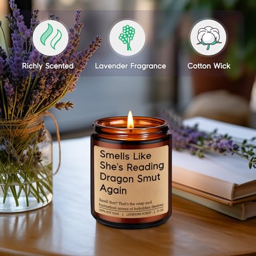 GSPY Romantasy Book Candle, Fantasy Reader Gifts for Women - Reading, Bookish, Dragon Gifts for Nerdy - Funny Christmas, Birthday Present for Fantasy Book Lover, Dragon Lover, Bookworm, Librarian