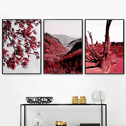 Tableau feuille d'érable et arbre mort style nordique 50x70cm x3 sans cadre