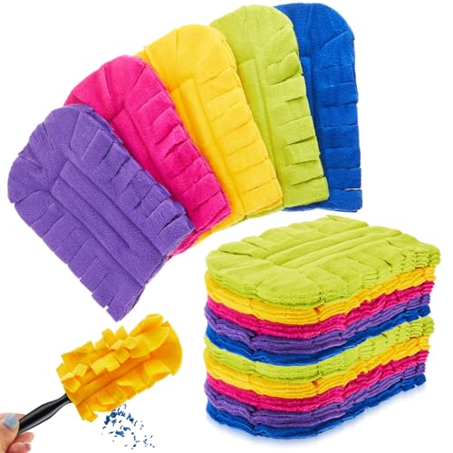 Image of Zubebe 15 Pcs Reusable Duster Refills Fleece,Dark Color | Soft Polyester Fiber Flat Duster Refill Multi Surface Washable Cleaning Pad Tools for Home, Blinds, Car, Pet, Furniture, Fans