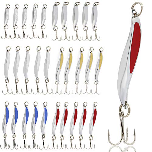 Sougayilang Spinner Spoon Fishing Lures and Baits Pack of 30pcs
