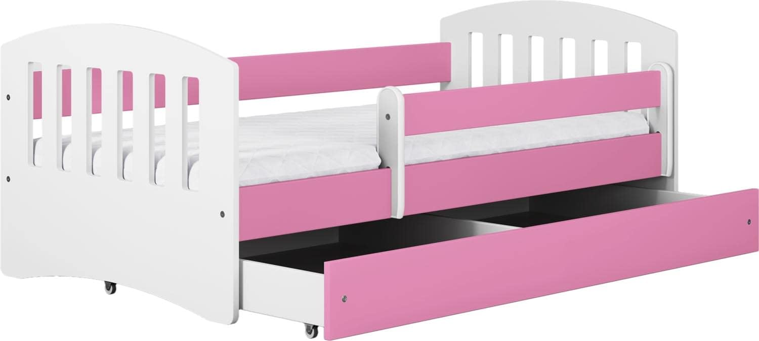 Toddler Bed 80x140 80x160 80x180 Kids Bed Children's Single Bed with Mattress and Drawer Included - Pink - 140x80