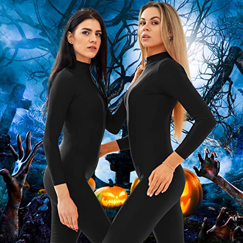 Image of Kepblom Womens Turtleneck Long Sleeve Dance Unitard One Piece Full Bodysuit Costumes