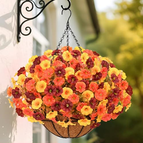 Elyum Fall Decorations-Artificial Fall Flowers for Outdoors, Fall Hanging Baskets