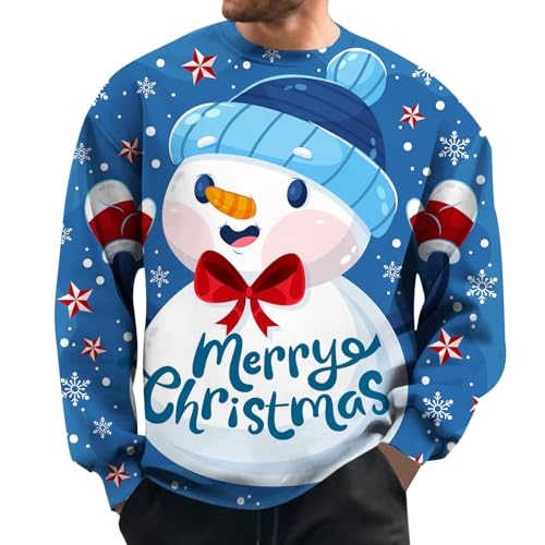 Weihnachtspullover Herren Lässiger Weihnachts-Schneemann-Pullover...