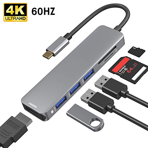 LIONWEI Upgraded USB C to HDMI 4K@60Hz Multiport Adapter, 6-in-1 USB C Hub