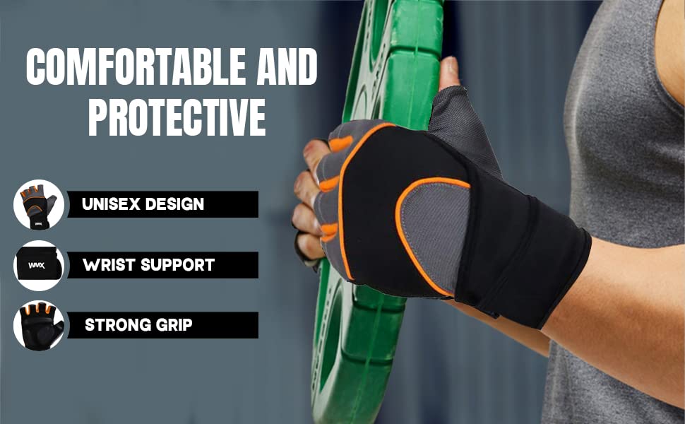 NEVER LOSE Workout Gloves for Crossfit Training, Exercise Gloves with Wrist Wrap Support, Weight Lifting Gloves, Gym for Women/Men (Black1, XL)
