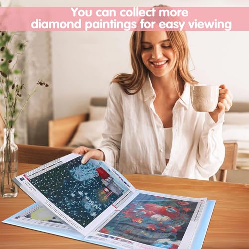 Image of SKRYUIE A3 Diamond Painting Storage Book - 60 Diamond Painting Capacity, 30 Page Protectors, 17.2x12.8 inches, Portfolio Folder for Presentation and Organization - Pink