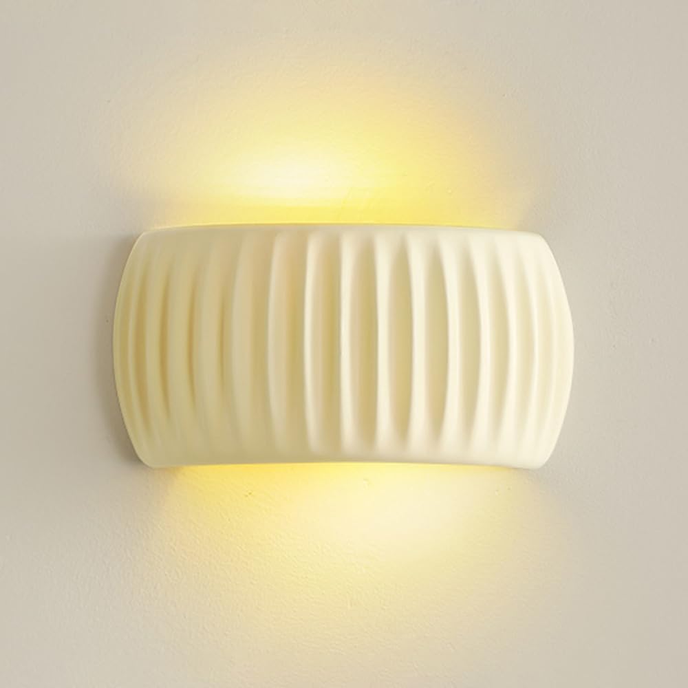 UDPOIUYT Wall Lights Indoor, Nordic Style Bedside Wall Sconce with Resin Lampshade 9.4 inch Multicolor Living Room(Beige)