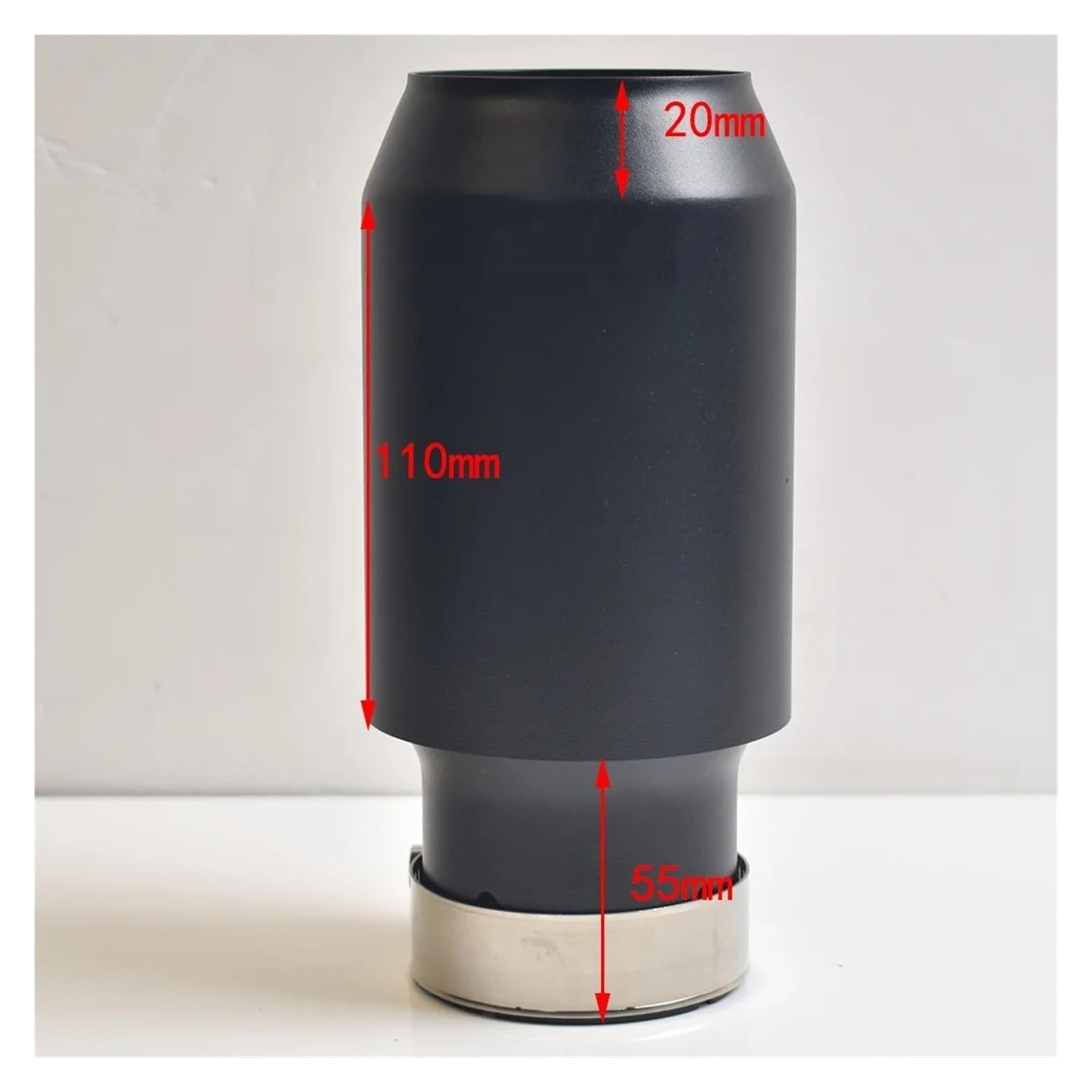 Punta Escape Coche Brida Universal de Acero Inoxidable, Tubo Escape, silenciador, Punta Plana, Negro Mate 304