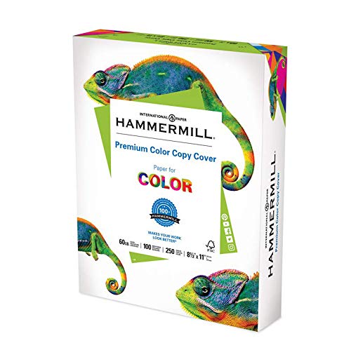 Hammermill Cardstock Premium Color Copy 60 lb 85 x 11 - 1 Pack 250 Sheets - 100 Bright Made in the USA Card Stock 122549R