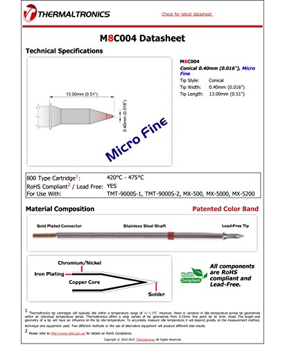 Image of Thermaltronics M8C004 Conical 0.40mm (0.016in), Micro Fine