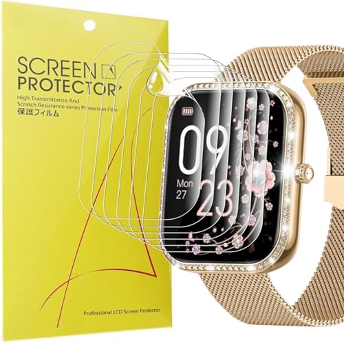 Blueshaweu Compatible for BANLVS/Fitnynxos Smartwatch Screen Protector, [6 Pack] Full Coverage TPU Clear Film Compatible for BANLVS P111/Fitnynxos P11 Smartwatch (6 Pack)