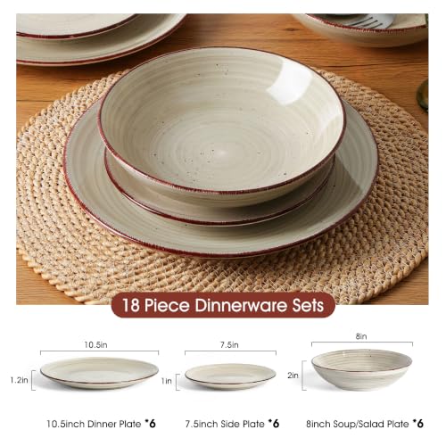 Image of Dinnerware Sets for 6, 18 Piece Stoneware Plates and Bowls Set, Grey