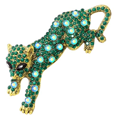 Image of Fashion Women Men Vintage Leopard Brooch Colorful Full Rhinestones Crystals Wild Animal Corsage Lapel Pin Birthday Gift Party