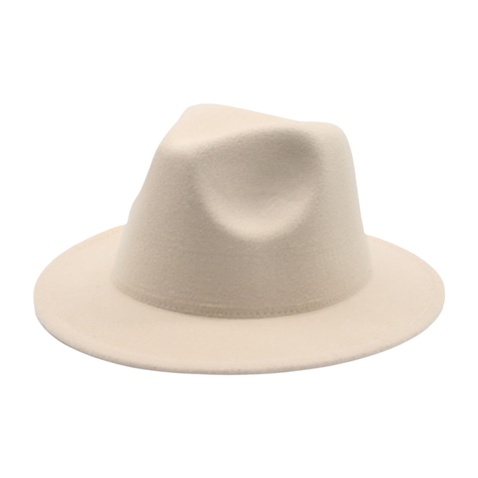 DELIMALI Kids Classic Wide Brim Fedora Hat Children Boys Girls Felt Panama Cap Wool Felt Jazz Hats Party Holiday Stage Hat (A-Creamy White, 4-10 Years) — image 1