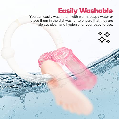 Image of Baybee Ring Natural Water Filled Silicone Teether for Babies to Soothe Their Gums, Bpa Free Food Grade Easy Grasp Teething & Chewing Toys for Babies 6 to 12 Months Baby Infant (Pink)