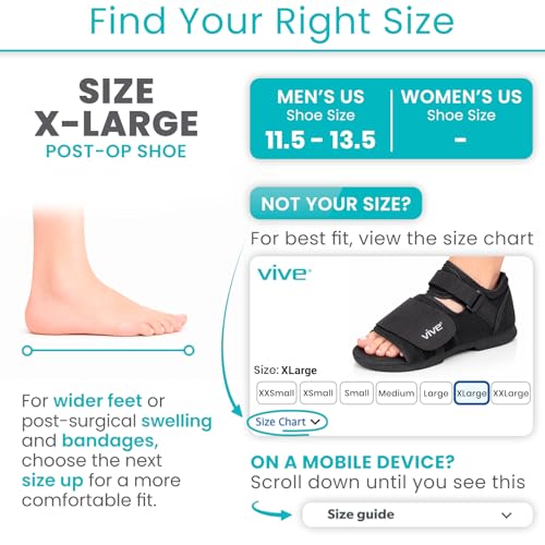 Vive Rounded Post Op Shoe for Injured Foot - Orthopedic Recovery Shoes for Women, Men - Lightweight, Adjustable Medical Walking Shoe for Post Surgery, Stress Fracture, Bunions, Sprains - Left or Right (X-Large) by Vive - Image 3